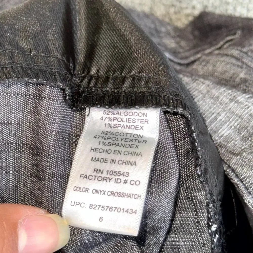 Y2K‎ Daisy Fuentes Shorts Women's 6 Gray Onyx Crosshatch Stretch Pockets Casual